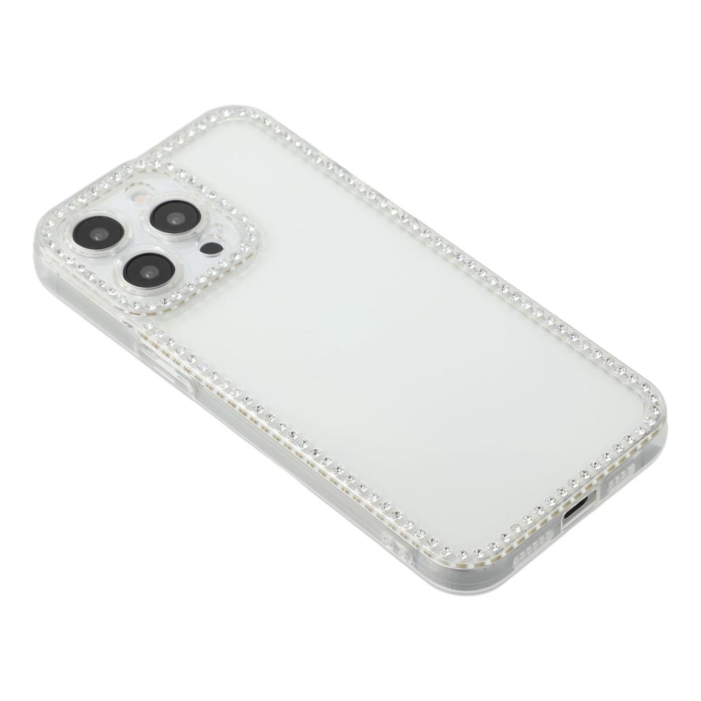 Для iPhone 15 Pro ТПУ Чехол Декор стразами Прозрачная задняя крышка телефона,Точный вырез