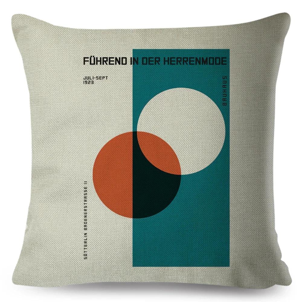 Nordic Polyester Throw Pillow Case for Sofa Minimalist Color Block Double Print Cushion Cover Decor Bauhaus Modern Pillowcase