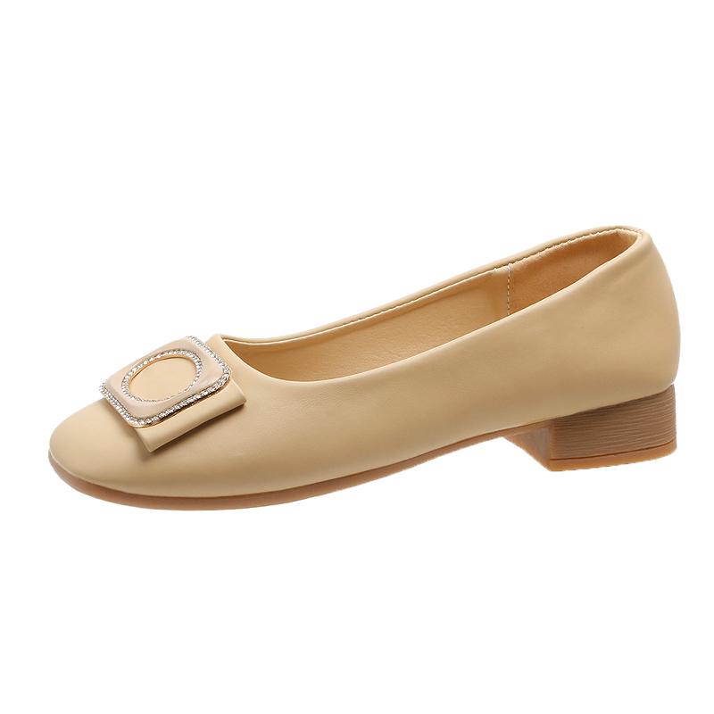 2024 Ladies Loafers Fashion Ladies Square Toe Pumps Women Outdoor Casual Comfortable Belt Heel Shoes Women Shoes for Women