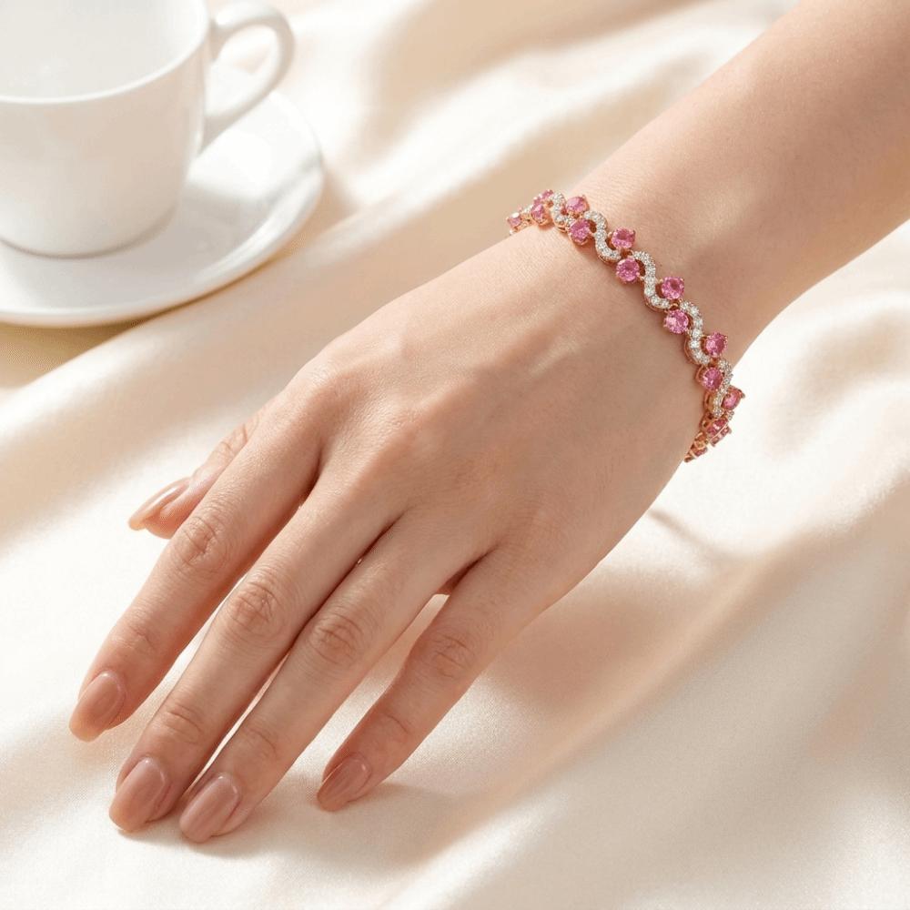 Gold Plated Zircon Cross Hand Chain Colorful Fashion Jewelry Crystal Gemstone Bracelet For Women