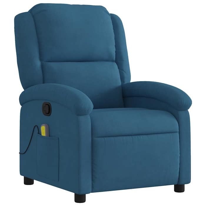 VidaXL Reclining Massage Armchair Blue Velvet 371818