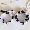 Autumn Winter Women Cow Headband Spa Makeup Adjustable Elastic Head Band Washing Face Spa Makeup Hair Band
