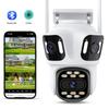 PTZ IP-камера с тремя объективами для улицы, HD, три экрана, WiFi, камера безопасности, автослежение, двойной объектив, беспроводная CCTV-камера