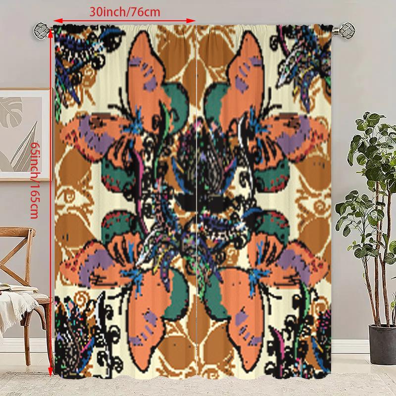 2 шт. - Бабочка - занавеска с принтом - материал полиэстер - для спальни, гостиной, кабинета, занавеска, препятствующая приватности