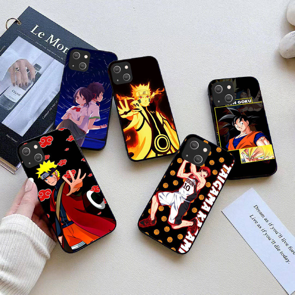 KK-2 Anime Naruto Soft Black Case for iPhone XR 14 15 11 12 13 6 7 8 X XS Pro Max Samsung S22 S23 S21 S24 FE Ultra S8 Plus