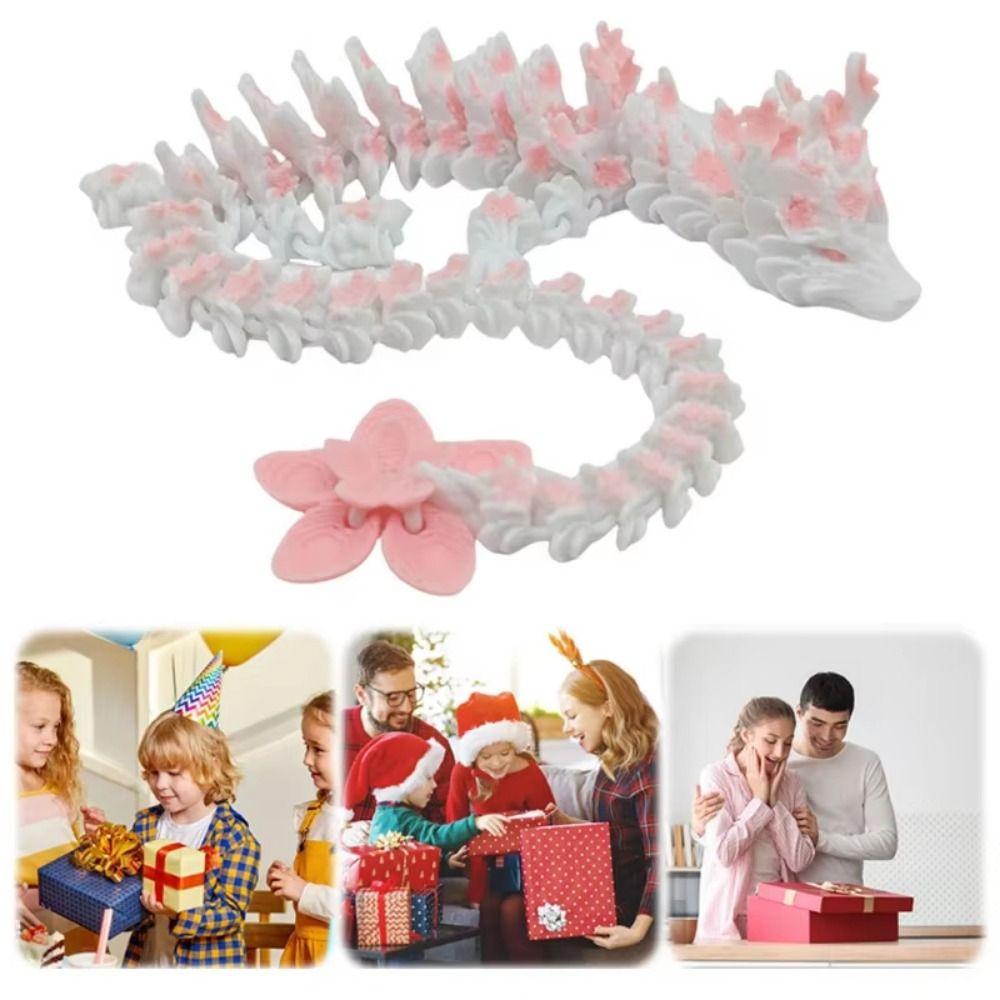Laser 3D Printed Diceratops Dragon Sakura Dragon 3D Articulated Dragon Toys  Kid Gift