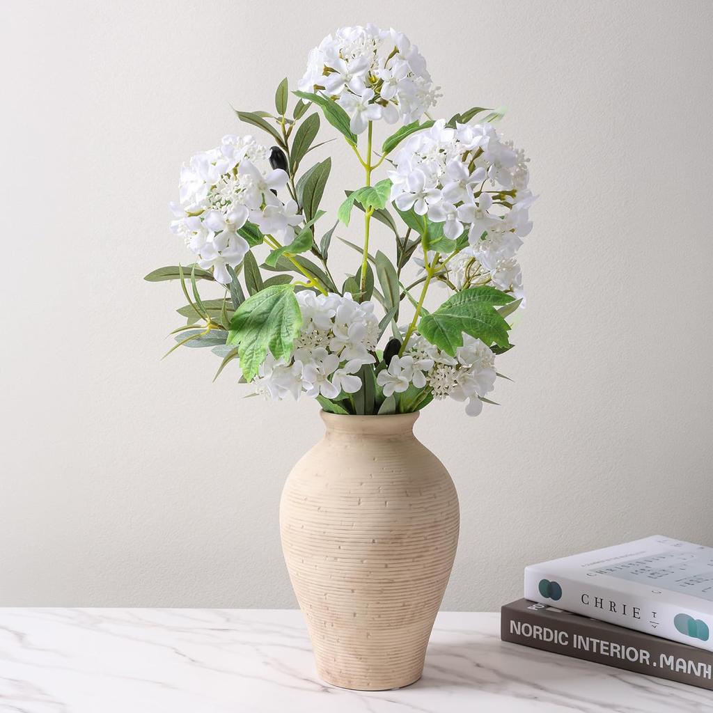 Ceramic Flower Vase Home Decor, 9 in Farmhouse Table Vase Retro Vintage Living Room Kitchen Bedroom Decoration Pottery Decorative Vases HP-FG001