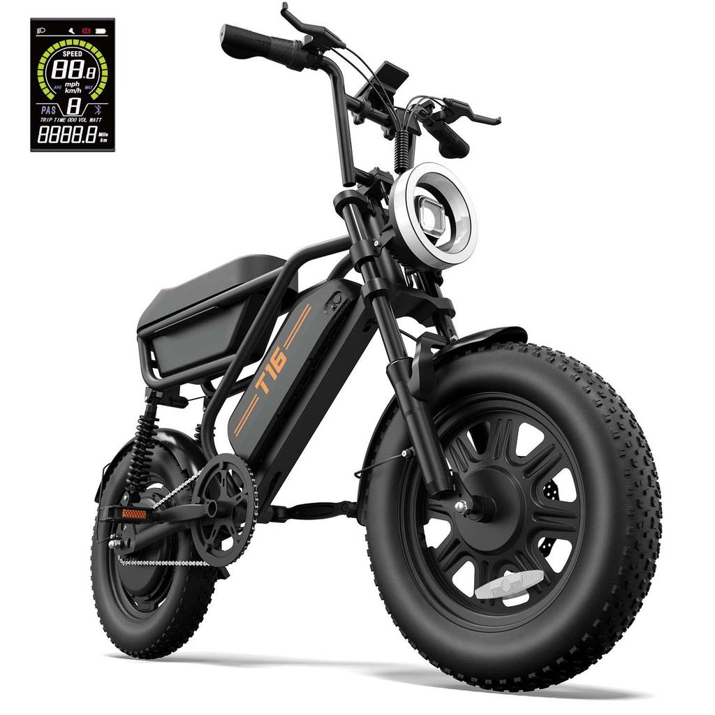 URLIFE Электрический велосипед T16 Multi Terrain, аккумулятор 48V13Ah, двигатель 500 Вт, максимальная скорость 25 км/ч, 16-дюймовые широкие шины, запас хода 65 км, городской электровелосипед