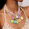 5Pcs Bohemia Flower Beaded Necklace Colorful Plumeria Necklace Fashion Bead Choker  Daily Wear