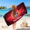 Bayern Munich Custom Beach Towel, Personalized Name Text Print, Football Logo Soft Quick‑Dry Towel Holiday Gift