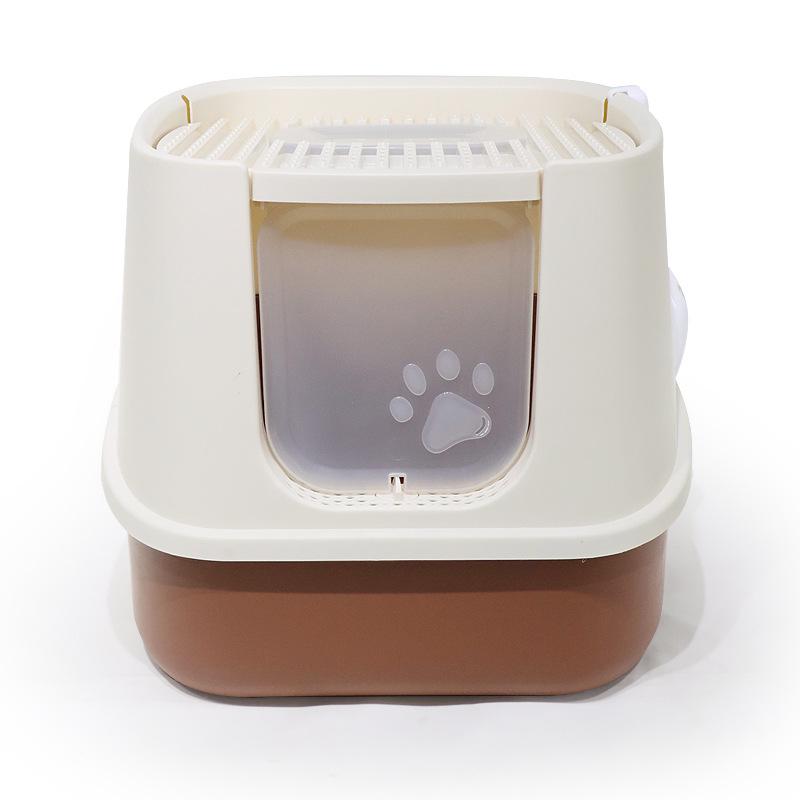 Закрытый лоток для кошачьего туалета увеличенного размера, с защитой от брызг, с верхним входом и выходом, с защитой от выноса, с дезодорантом.