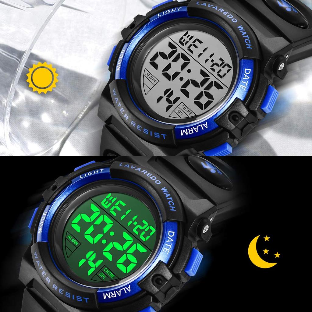 Watch Boys Sports Watch Outdoor Multifunctional Waterproof Alert Date Day Display Dual Time LED Analog Display Girls Boys Digital Watch Children's