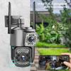 Wifi Waterproof Dual-Lens Camera Outdoor 4MP PTZ Human Detection Color Night Vision Security Camera with Dual Screen Surveillanc