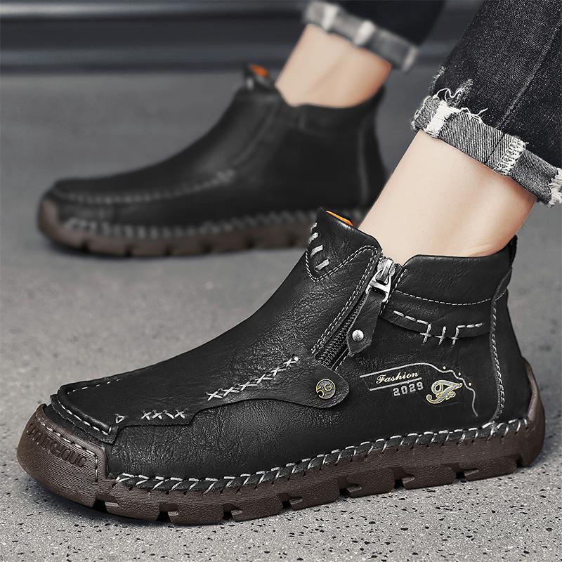 Мужская кожаная повседневная обувь больших размеров 39-48. Туфли с высоким берцем ручной работы. Повседневная обувь осень-зима.