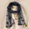Literary Retro Women's Lace Scarf Solid Color Long Silk Scarf Floating Embroidery Flower Korean Version Sunscreen Shawl