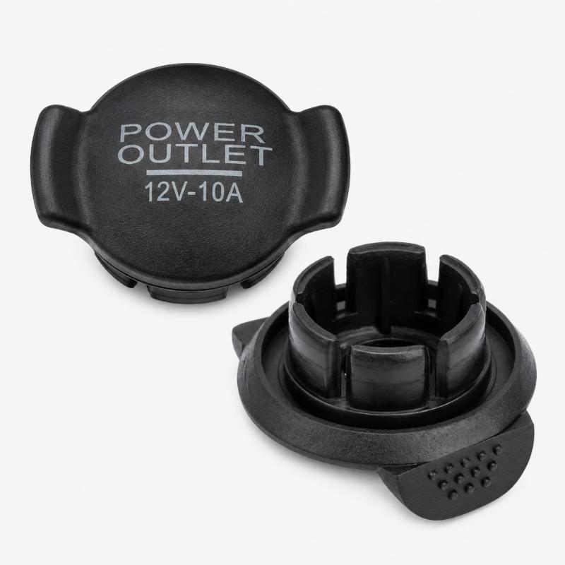 Automotive Lighter Socket Covers, 4-Pack Insert-Style Pieces with Flared Collars and Dotted Finger Grips for Unused Openings and Missing Covers