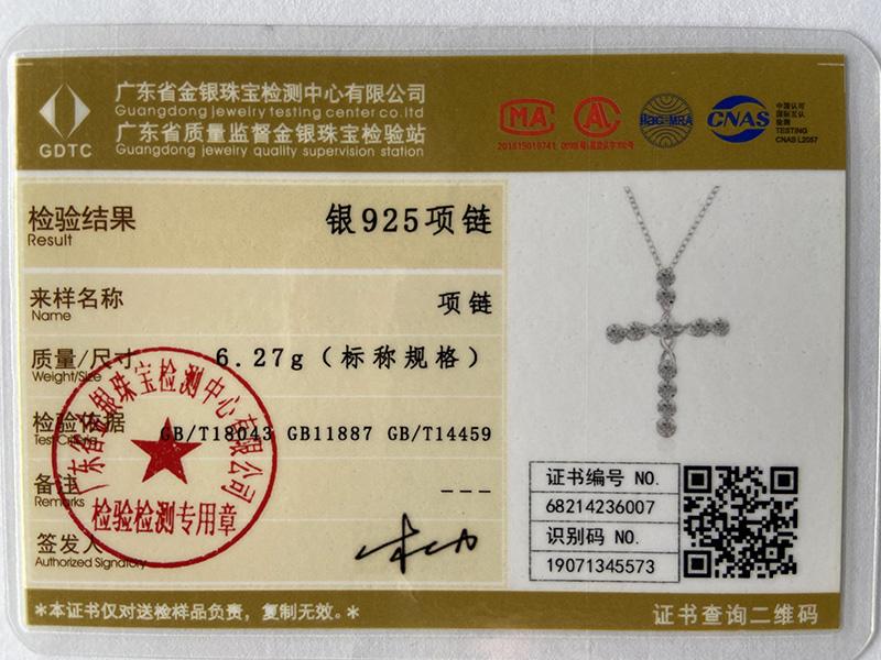 925 Sterling Silver Cross Zircon Pendant Necklace Wedding Fashion Jewelry