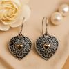 Gold and Silver Dangle Earrings Mandala Hearts Pair