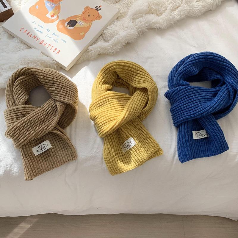 Solid Color Scarf Women's Winter Versatile Knitted Warm and Cold-proof Couple Student Scarf Tide
