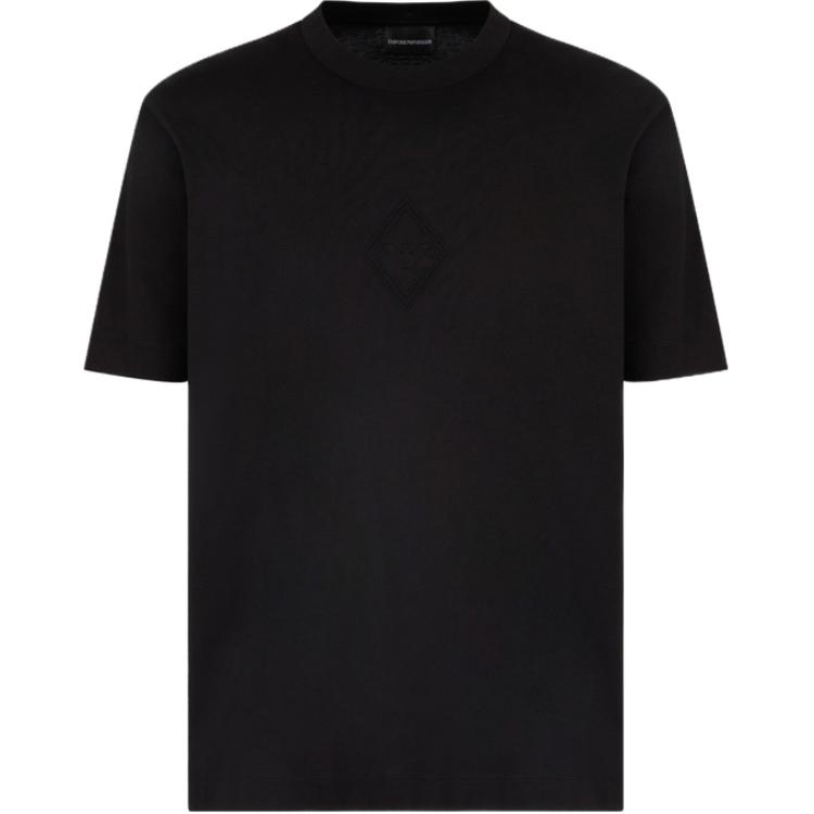 Emporio Armani Мужская футболка с коротким рукавом SS25, однотонная, с тиснением, черная EM001040-AF13669-UC001