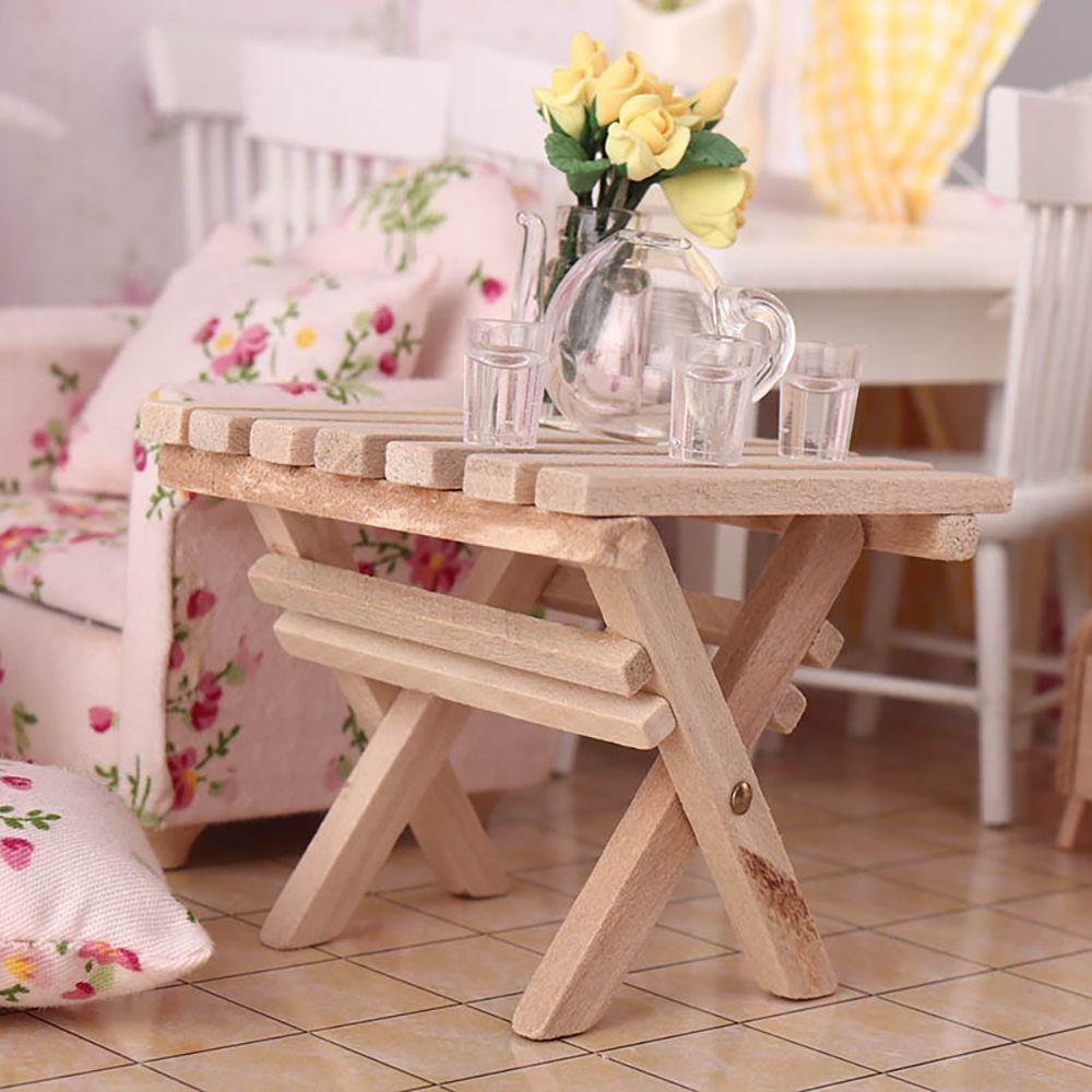 Подставка для цветов Реквизит для фотосъемки Миниатюрный чайный столик Деревянный табурет Мебель для кукольного домика Аксессуары для кукол