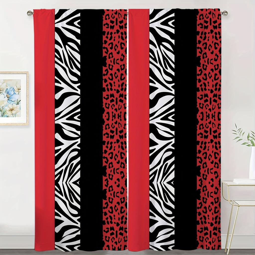 2 шт. Любовь Сердце Леопардовый Зебра Принт Серия Высокой четкости Цифровая печать Штора Домашний декор Гостиная Спальня Карман для штанги