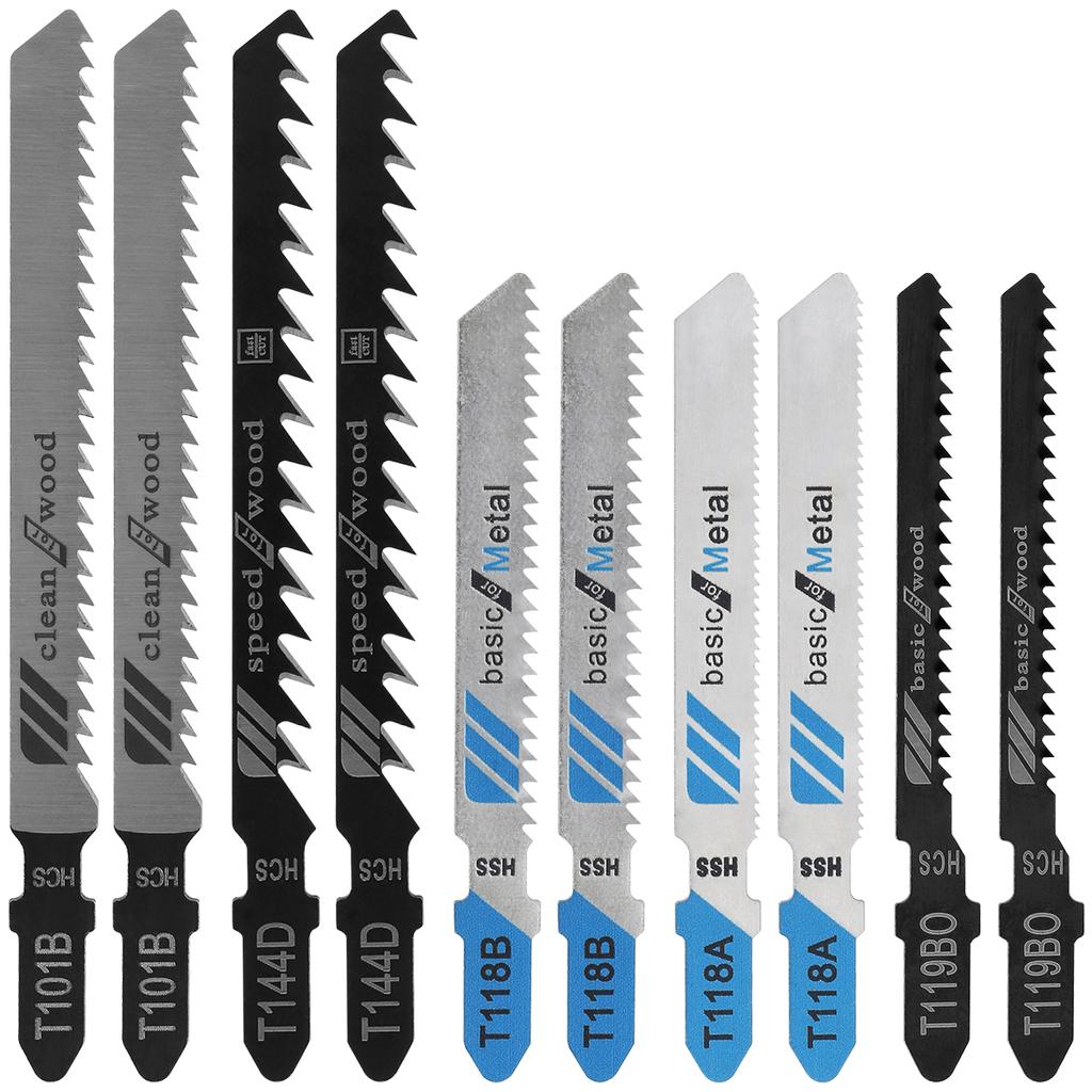 10-50Pcs T-Shaft Jigsaw Blades HCS Assorted Jig Saw Blades For Wood Plastic Metal Cutting Jig Saw Blades for Thin Metal Cutting