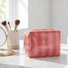 Portable PVC Striped Makeup Bag Mini Cosmetic Pouch Cute Toiletry Bag  Daily Use