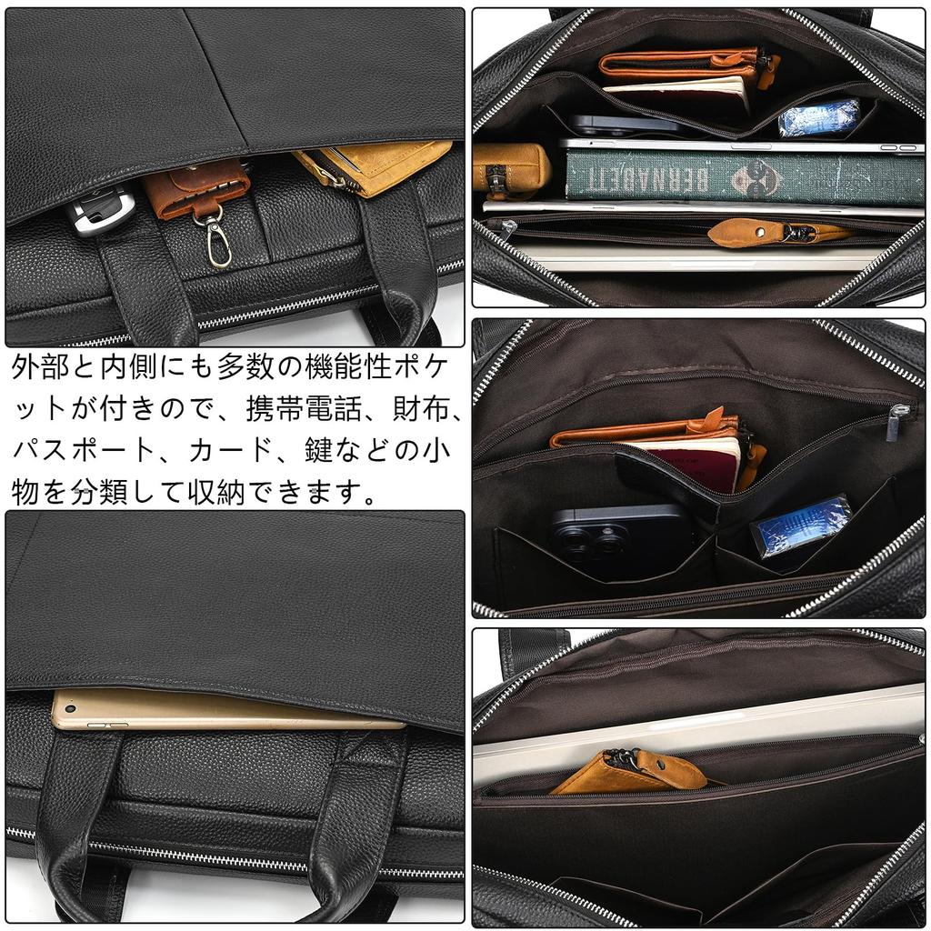 wifreo Genuine Leather Business Bag for Large Capacity A4 Laptop Leather Shoulder Leather Business Bag Men, Briefcase, Size, 14-inch Storage,