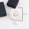 Vintage Camellia Corsage Brooch Elegant Tie Brooch With Imitation Pearl Pendant Female Suit Shirt Collar Pin Mourning Brooches