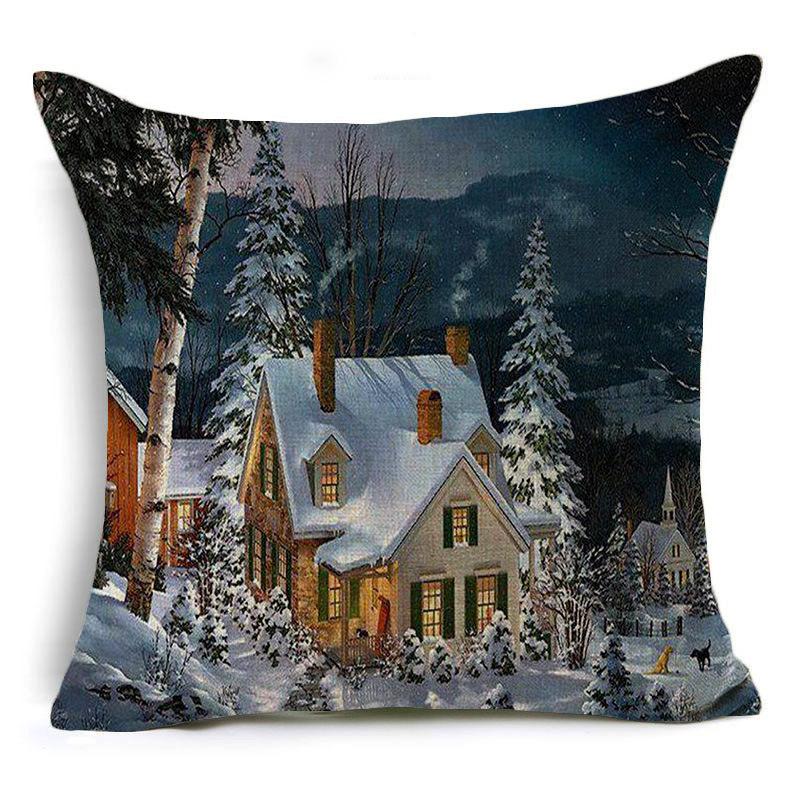Santa Claus Linen Pillowcase Festive Decoration Cushion Pillowcase