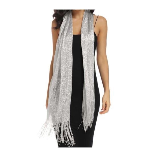 Женское платье-шаль с бахромой из кисточек и металлической нитью, вечерние платья для женщин