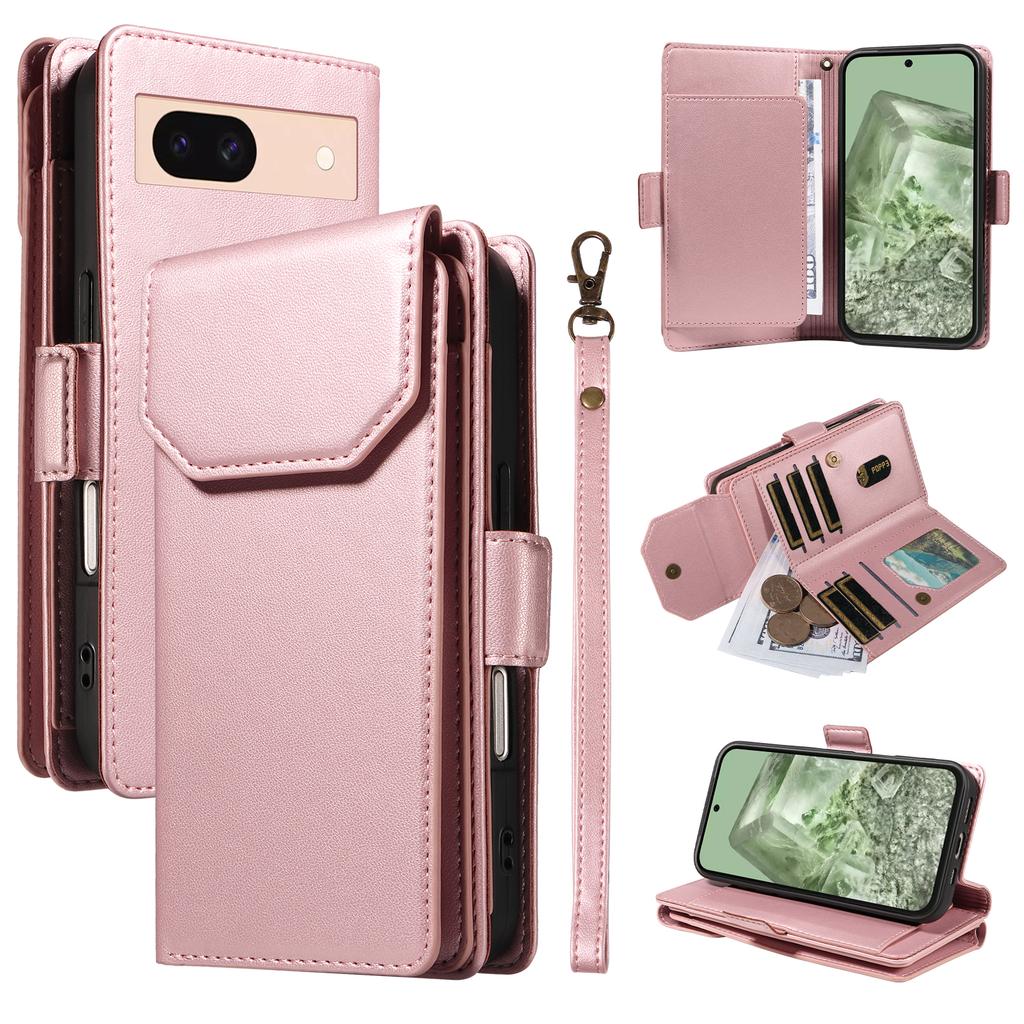 Чехол для Google Pixel 8a с держателем для нескольких карт и ремешком, чехол для телефона из ПУ кожи, подставка