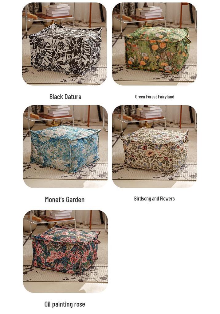 Nordic Oil Painting-Style Futon Cushion: Retro Light Luxury for Living Room Floor or Seat.