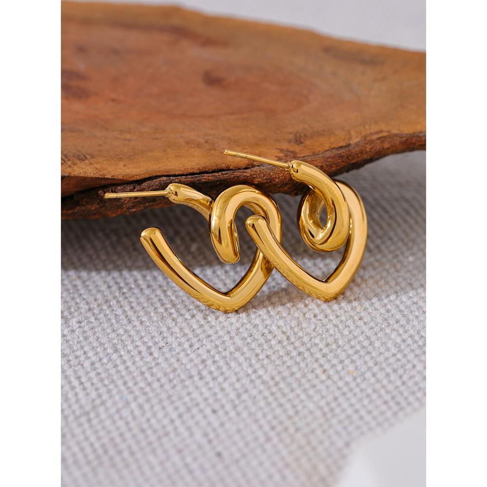 Eetit Минималистичные серьги-обнимашки в форме сердца из нержавеющей стали, устойчивые к ржавчине, с покрытием 18 К, модные повседневные ювелирные изделия, бижутерия, женские аксессуары