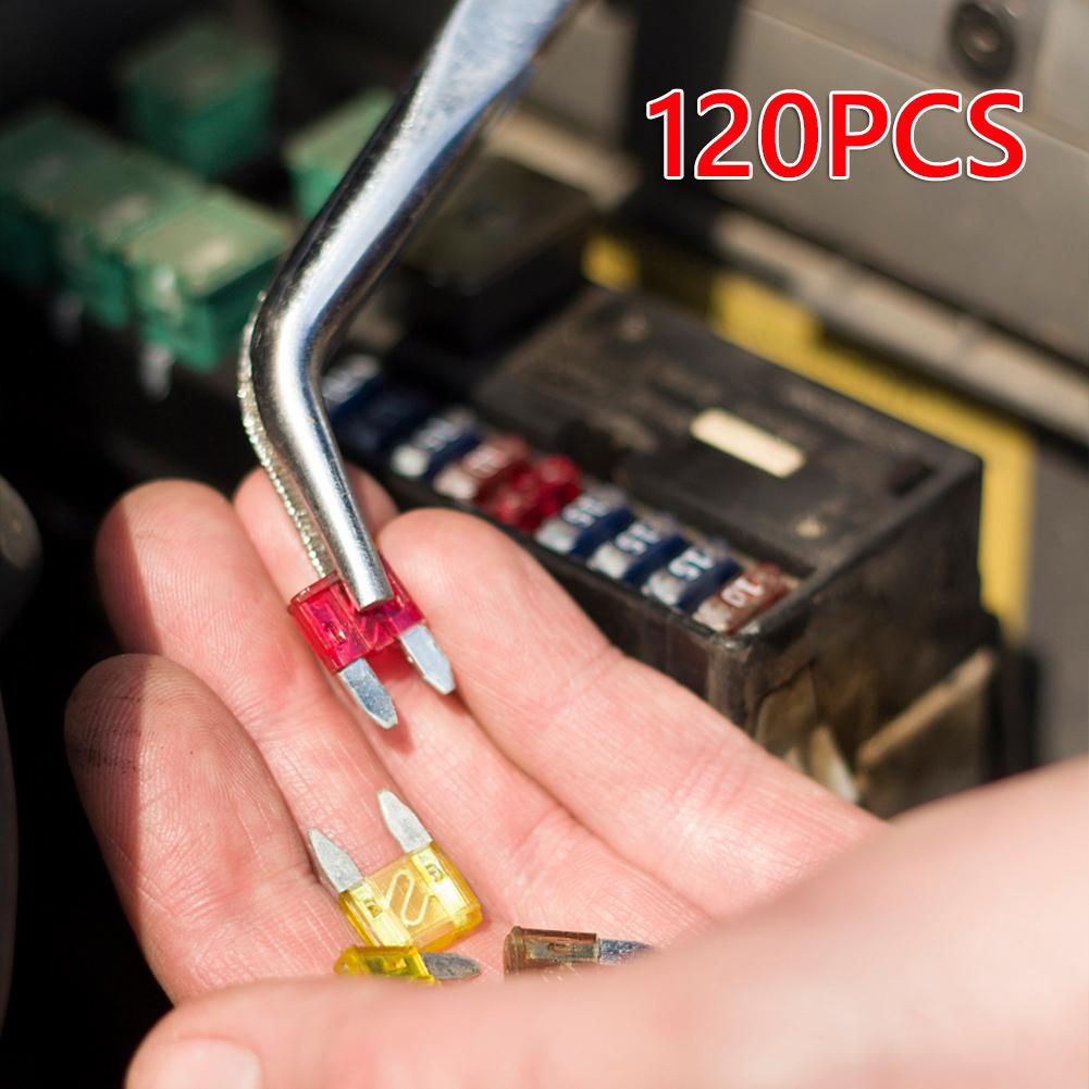 120 шт. мини-предохранитель лезвийного типа для автомобиля, ассортимент предохранителей для автомобиля, грузовика 2A 3A 5A 10A 15A 20A 25A 30A 35A автоматический предохранитель, смешанный набор аксессуаров