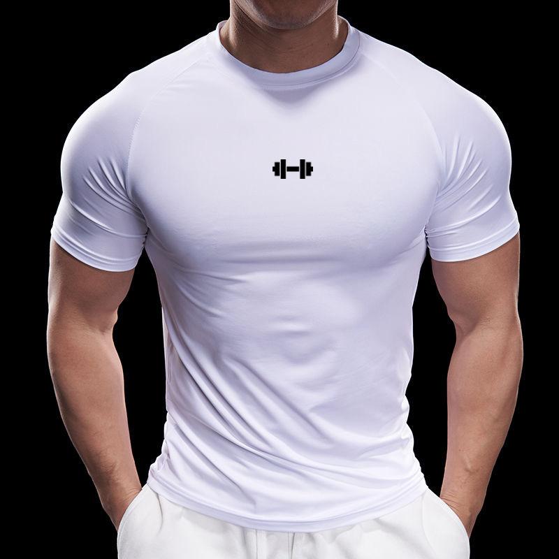 Muscleguys Компрессионная футболка мужская летняя спортивная одежда футболки для бега эластичная быстросохнущая с коротким рукавом спортивные топы футболка для тренировок в зале