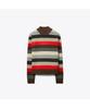 Tolibeochi Wool Turtleneck Sweater - Red Wide Stripe