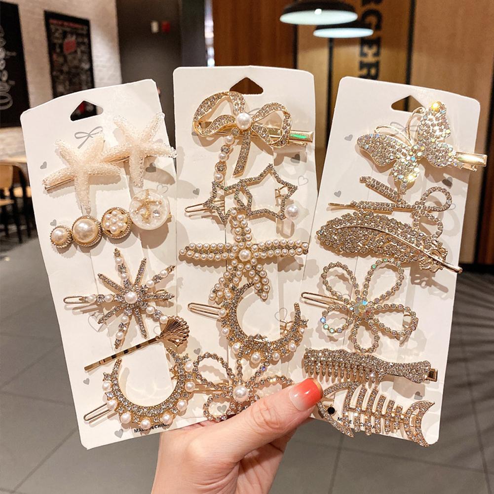 Fashion 5/6pcs Set Pearl Hair Clip For Women Hairpin Geometric Crystal Hair Barrettes Girl Hair Accessories Hairgrip