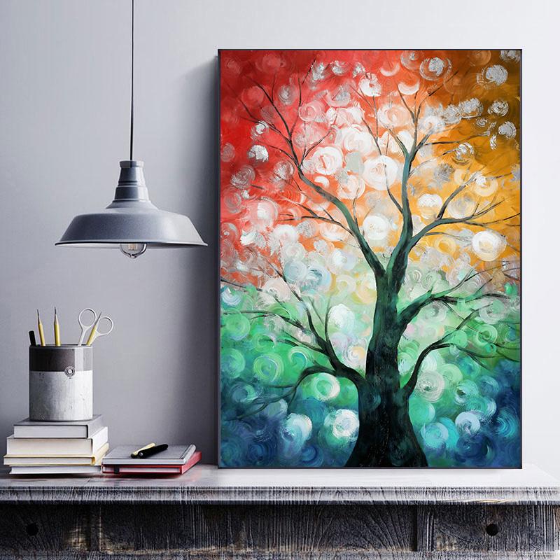 Colorful Abstract Flower Tree Landscape Poster and Prints, Canvas Painting, Wall Art for Living Room, Home Decor