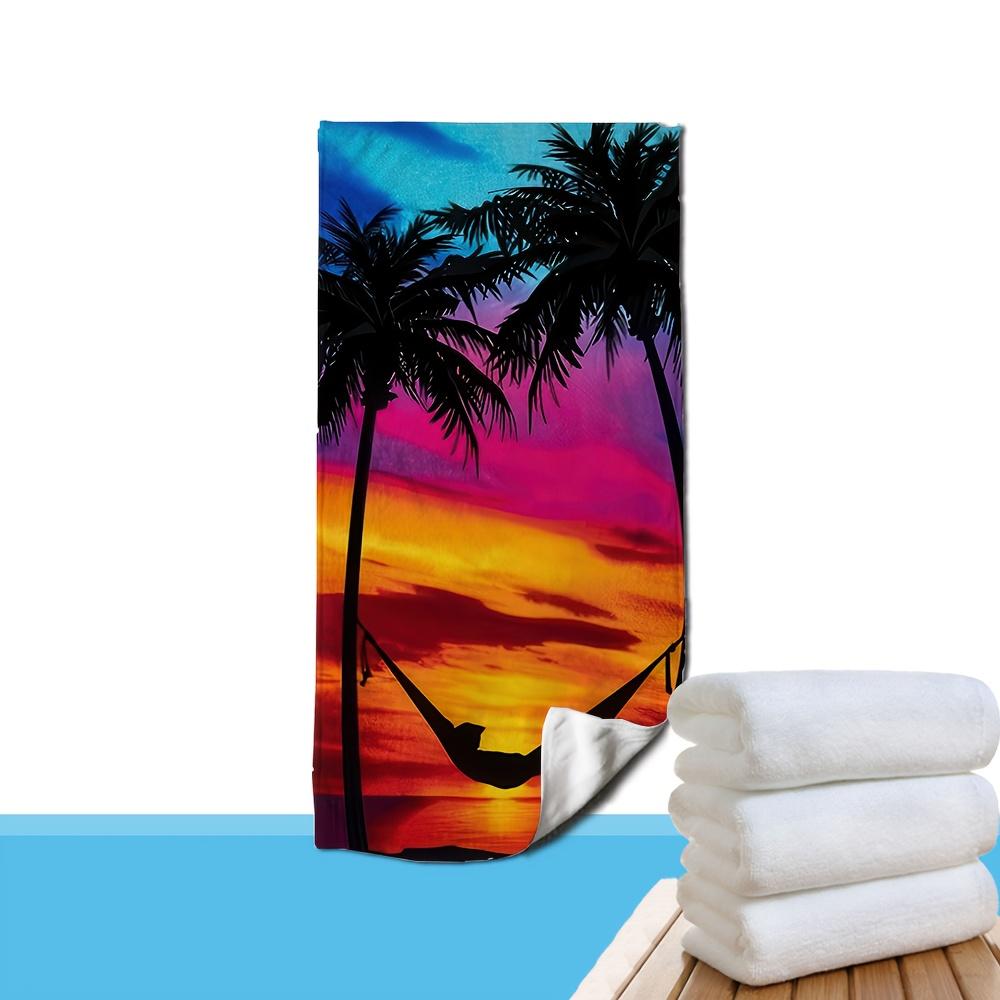 Vibrant Palm Trees Sunset Beach Towel, Summer Getaways Hand Towel Quick Dry Soft