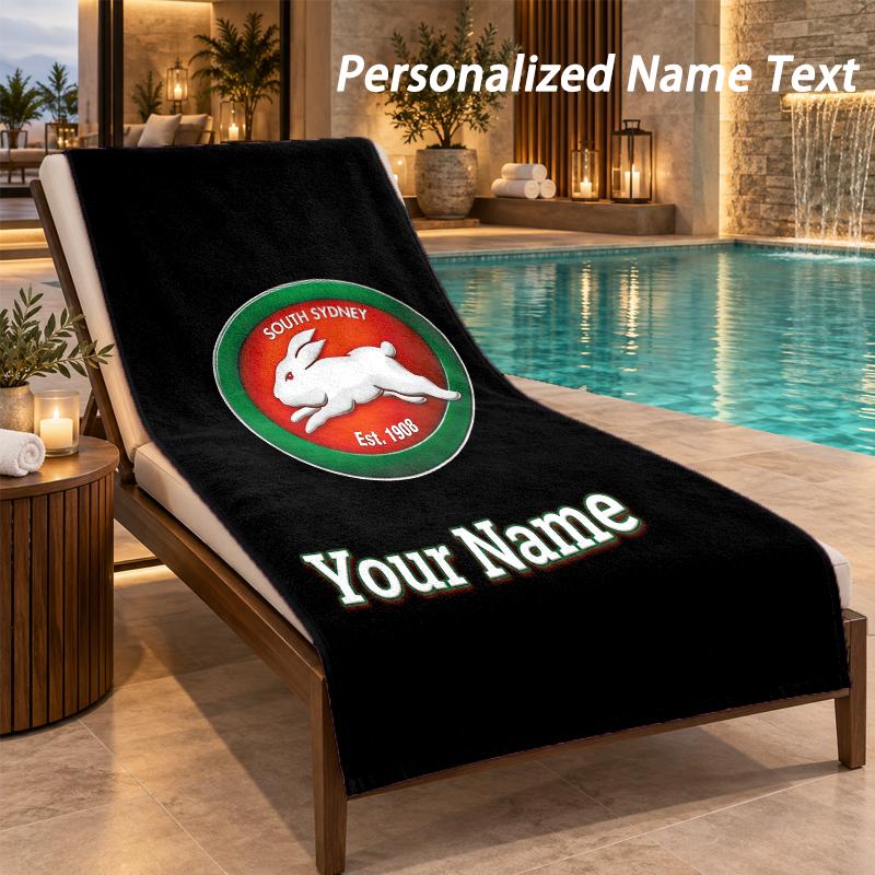 Custom Text South Sydney Rabbitohs Print Beach Towel Large Towel For Home Bathroom Beach