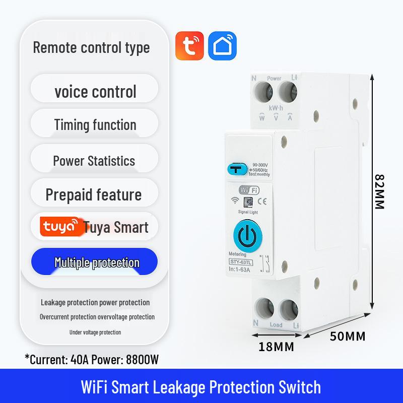 Tuya Smart WiFi Leakage Protection Circuit Breaker with Remote Control & Timer
