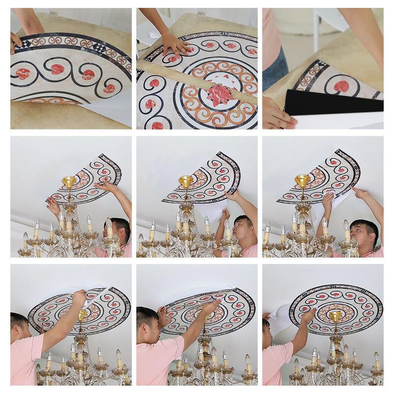 1 шт. паркетные обои из ПВХ, круглые настенные наклейки, водонепроницаемые настенные наклейки, самоклеящиеся, для гостиной, потолочные светильники, декоративные