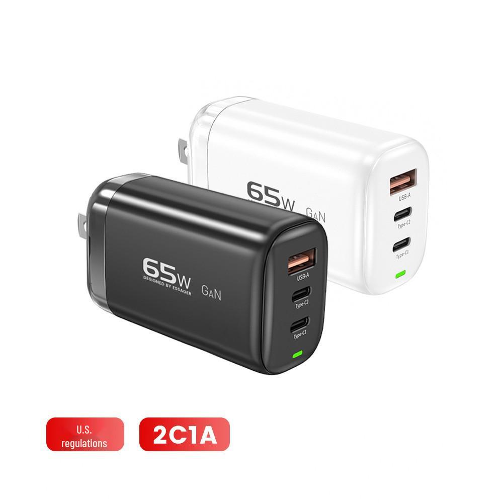 Быстрое зарядное устройство GaN 65 Вт: Порты PD+A+2C для мобильных устройств