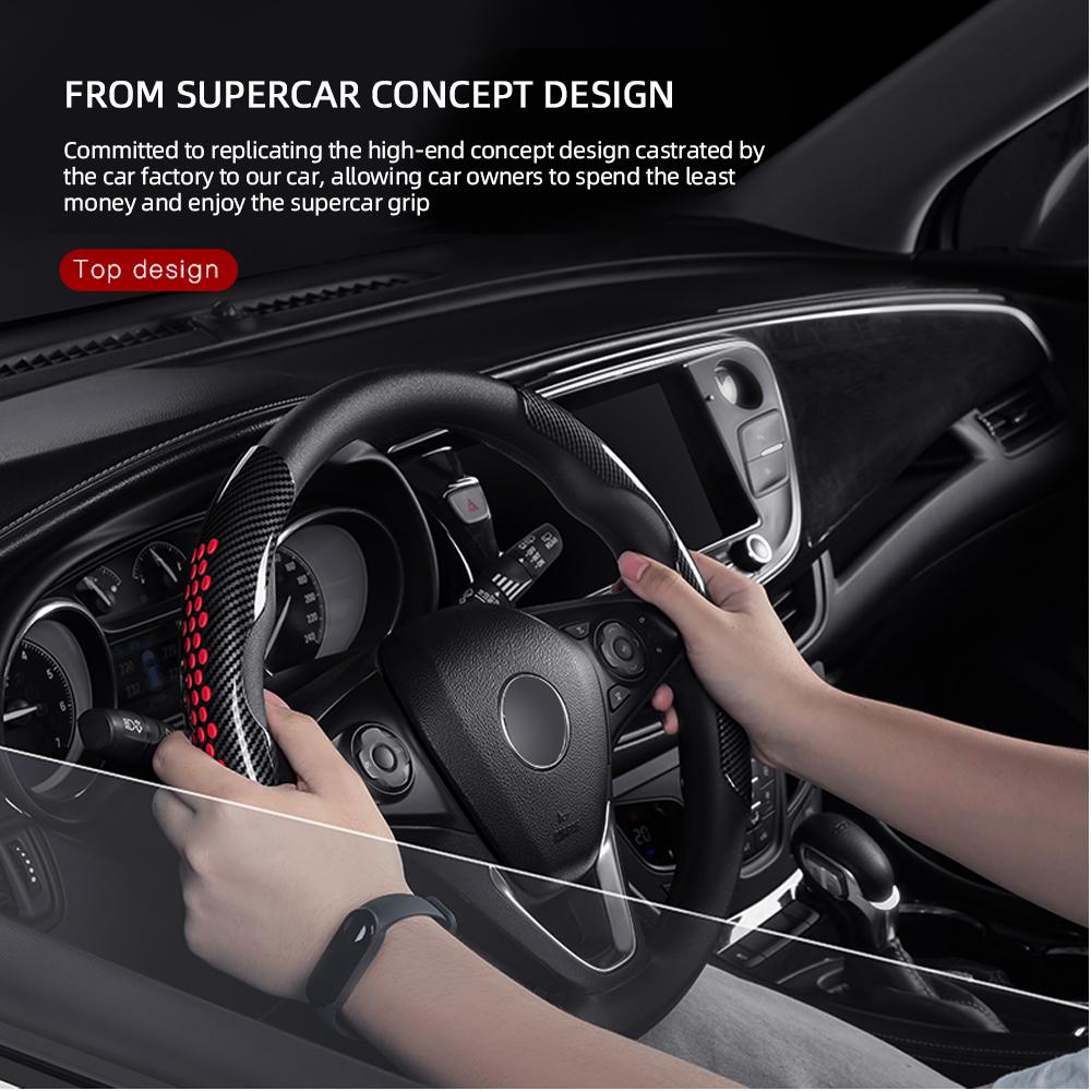 1 пара автомобильных чехлов на руль 38 см, нескользящий силиконовый чехол для рулевого управления, углеродное волокно/матовое украшение интерьера