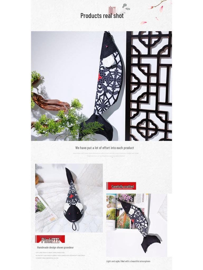 Creative Koi Fish Pen Bag - High-Value Japanese Fabric Stationery Holder, Forest Style