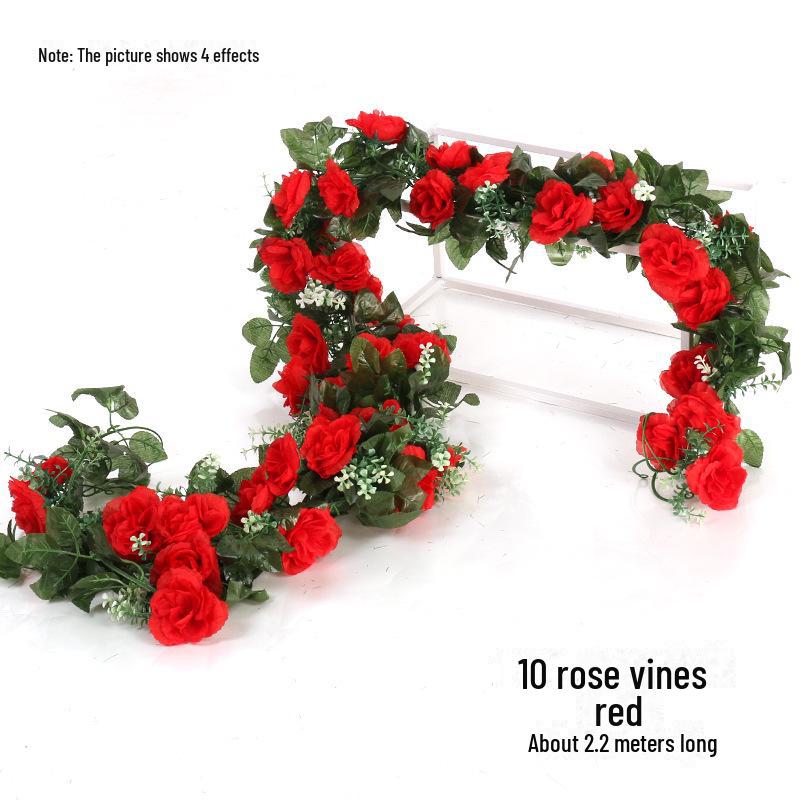 Artificial Rose Vine for Living Room Decoration, Air Duct Cover, Plastic Flower Garland