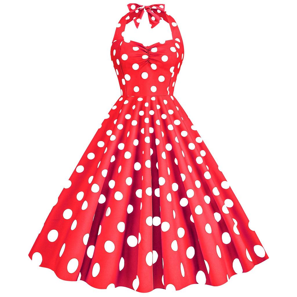 Retro 50s Hepburn-Style Waist-Cinching Slim Dress
