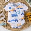 Боди для младенцев и мальчиков с принтом грузовика, повседневный комбинезон с короткими рукавами
